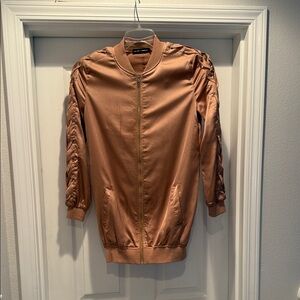Satin long line bomber